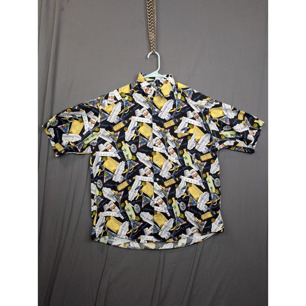 Johnny Cotton Men's Shirt -‎ Martini Bar Gin Alcohol Party Button Down Large